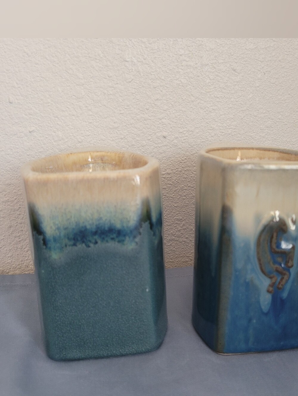 Rofolfo Padilla.. Handcrafted Ceramic Mugs in Blue and Cream